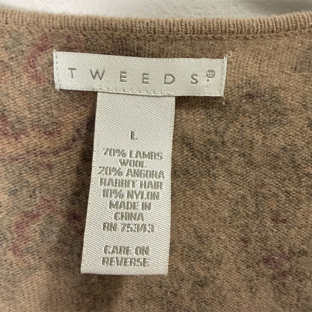 Lambs Wool Angora Paisley Button Front Sweater Cardigan (L) Tweeds Soft Light - Picture 4 of 11